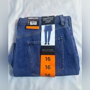 Kirkland Signature High Rise Straight Jeans Size 16 Blue NWT